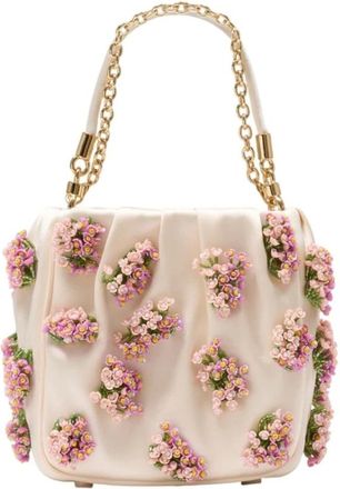 Self Portrait Tassen, Dames, Beige, ONE Size, Bloemen Geborduurde Tas