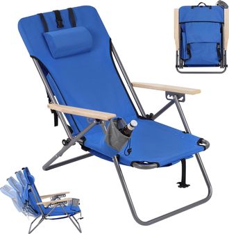 Woltu Woltu 1x Silla Reclinable Y Plegable Para Exterior, Azul