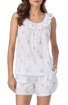 Eileen West Swiss Dot Cotton Shortie Pajamas in Pink Bouquet at Nordstrom, Size X-Small