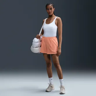 Nike Womens Nike Sportswear Chill Terry Mid-Rise 4 French Terry Shorts in Orange | HF6940-844