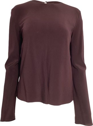The Row Long Sleeve Blouse in Burgundy Silk