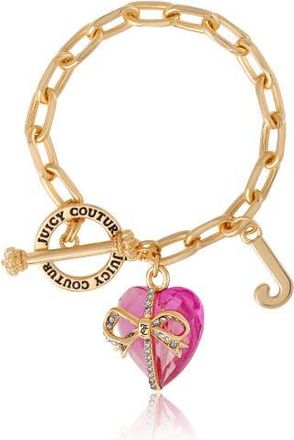 Juicy Couture Heart Stone & J Charm Bracelet in Pink at Nordstrom, Size 7.5