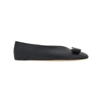 Ferragamo Ballerina Shoes, female, Black, 4 UK, Black Leather Ballerina Flats