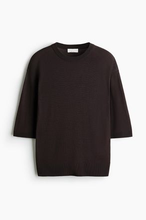 H&M T-Shirt aus Merinowolle - Dunkelbraun