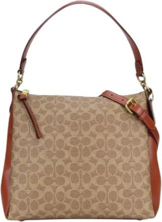 Coach Pre-owned Signature Schoudertas - Dames - Vintage Schoudertas - Beige - ONE Size - Leer - Vintage
