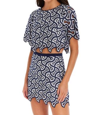 Allison New York Saddie Mini Skirt In Navy/ivory
