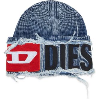 Diesel K-Frok Fray Cuff Beanie in Peacoat Blue at Nordstrom