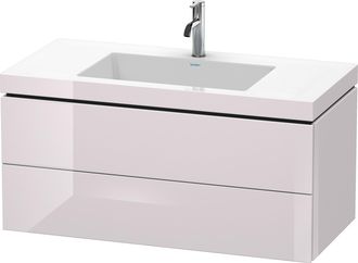 Duravit Lavamanos Duravit L-cube Con Base Mural, 100x48 Cm, 2 Cajones, Sin Rebosadero, 1 Agujero Para Grifo, Color: Laca Blanca Lila Alto Brillo - Lc6928o2727