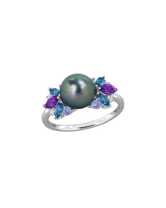 Rina Limor Silver 0.89 ct. tw. Pearl (Multi-Gem) & 8-8.5mm Pearl Ring