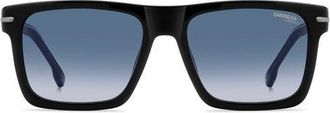Carrera 55mm Gradient Rectangular Flat Top Sunglasses in Black Blue/Dk Blue Sf at Nordstrom