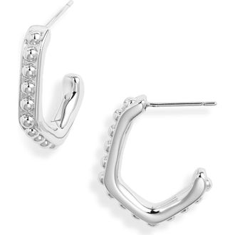 Kendra Scott Lonnie Beaded Huggie Hoop Earrings in Rhodium Metal at Nordstrom