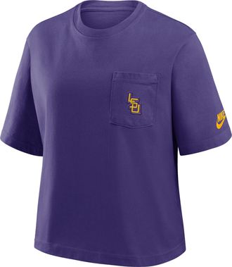 Nike LSU Legacy Pocket Boxy Nike Womens College T-Shirt in Purple | 11CM51LLOV-SYF