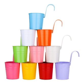 OEM Maceta Colgante - Metal - Con Agujeros De Drenaje - Gancho Desmontable - Para Balcon Y Terraza - 10 Unidades