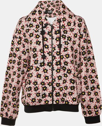 Love Moschino Light Pink Floral Printed Cotton Knit Jacket