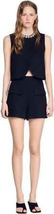Sandro High-waisted wool shorts in Black at Nordstrom, Size 38