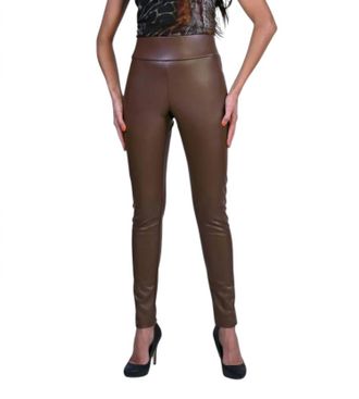 Frank Lyman Design Faux Leather Leggings In Toffee