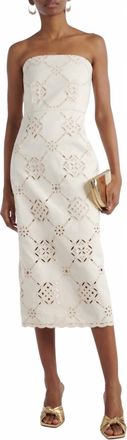 Veronica Beard Netia Embroidered Midi Dress In Ecru