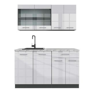 Vicco Cocina Vers&aacute;til R-line, Blanco Brillo/antracita, 140 Cm, Et M&aacute;rmol