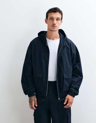 Cernucci giacca utility coordinata in nylon testurizzato blu