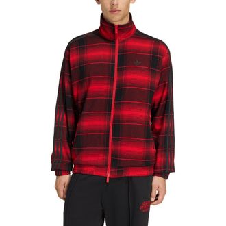 adidas Firebird Plaid Track Jacket in Better Scarlet/Black/ at Nordstrom, Size Xx-Large