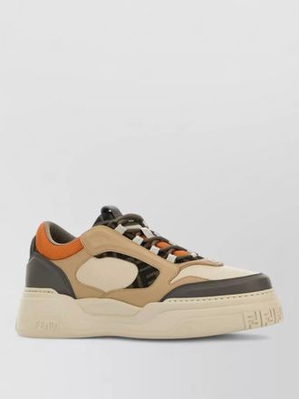 Fendi leather paneled low-top sneakers