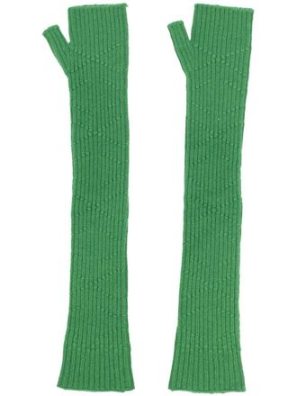Barrie long knit fingerless gloves - unisex - Cashmere - One Size - Green