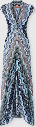 Missoni Viscose Chevron Snake-pattern Gown With Tie Neckline in Green& Brown at Nordstrom, Size 40 It