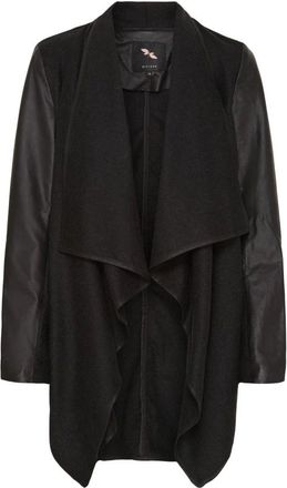 BTF-CPH Cardigan in lana con maniche in pelle - - Jackets - Donna - Nero - L