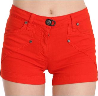 Plein Sud Mid Waist Mini Short - Dames - Denim shorts - Oranje - 3XS - Katoen - Korte Broeken