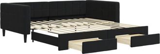 vidaXL Sof&aacute; Cama Nido Con Cajones Terciopelo Negro 100x200 Cm Vidaxl