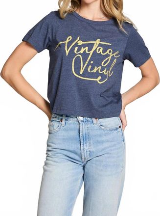 Chaser Vintage Vinyl Graphic Tee In Navy Blue