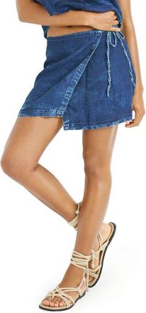 Vitamin A Willa Wrap Denim Cover-Up Miniskirt in Indigo at Nordstrom, Size Xx-Small