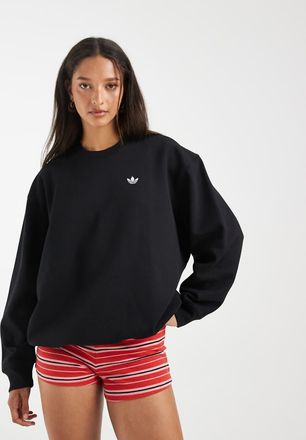 adidas Originals Essentials - Felpa girocollo lunga nera in pile-Nero