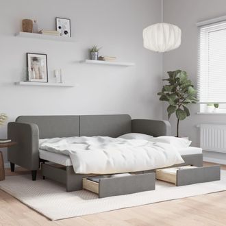 vidaXL Vidaxl - Sof&aacute; Cama Nido Con Cajones Tela Gris Oscuro 80x200 Cm