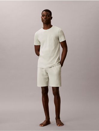 Calvin Klein Mens Waffle Knit Sleep Shorts - Green - XL