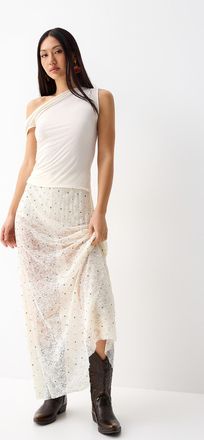 Twik Womens Studded lace maxi skirt