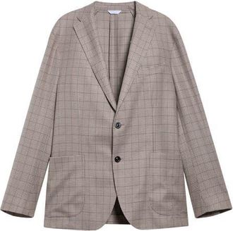 Boglioli Overcheck Wool Sport Coat in Beige at Nordstrom, Size 56