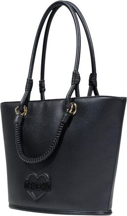 Love Moschino Womens Embossed Heart Logo Tote Black Polyurethane