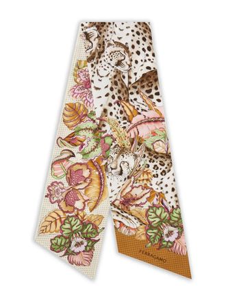 Ferragamo Cheetah-print silk scarf - women - Silk - One Size - Neutrals