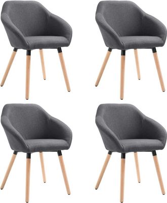 vidaXL Sillas De Comedor Giratorias 4 Unidades Tela Gris Oscuro