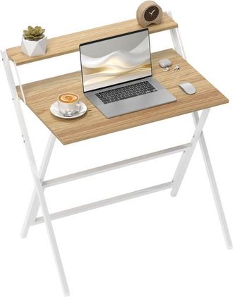 HOMCOM Homcom - 81.5 cm Folding Computer Desk for Small Spaces Bedroom Natural