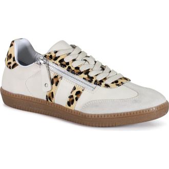 Diba TO PAZ Lace Up Leather Sneaker in Off White/leopard at Nordstrom, Size 9.5