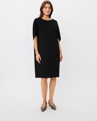 Masai MaNattie Round Neck Draped Jersey Dress in Black at Nordstrom, Size X-Small