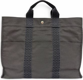 Herm&egrave;s Gray Polyamide Polyester Handbag Tote Bag (Pre-Owned)