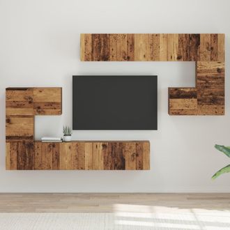 Berkfield Home Wall-mounted Tv Cabinet 8 pcs Old wood Medium 30.5 x 30 x 30 cm in Brown