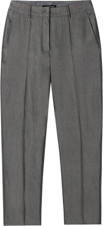 Luisa Cerano Grijze Slim Fit Broek - Dames - Vrijetijds broeken - Grijs - L - Linnen - Broeken