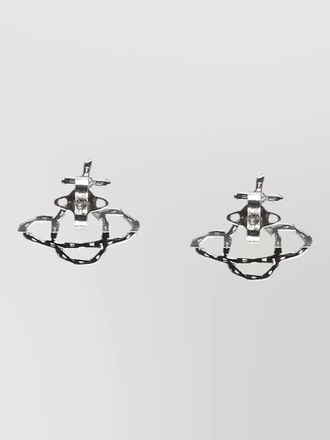Vivienne Westwood orb design strass brass earrings textured finish