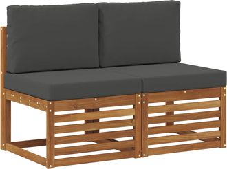 vidaXL 2 Pieza Sof&aacute; Intermedio De Exterior Madera De Acacia S&oacute;lida Vidaxl
