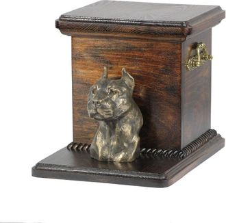 OEM American Staffordshire Terrier, Amstaff, Amstaf Iii: Urna Para Cenizas De Perro Con Estatuilla, Elegante Urna Para Perro, Urna &Uacute;nica Con Busto De Perr