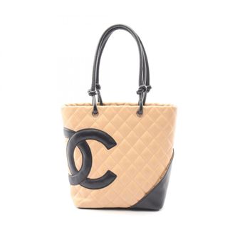 Chanel Beige Black Cambon Ligne Handbag Tote Bag (Pre-Owned)